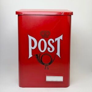 Vintage Swedish POST Red Metal Wall Mailbox JH Johansson Hallgren